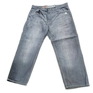 Akademiks Men's Jeans Size 46x32 Loose Fit Straight Leg Medium Grey Cotton Denim